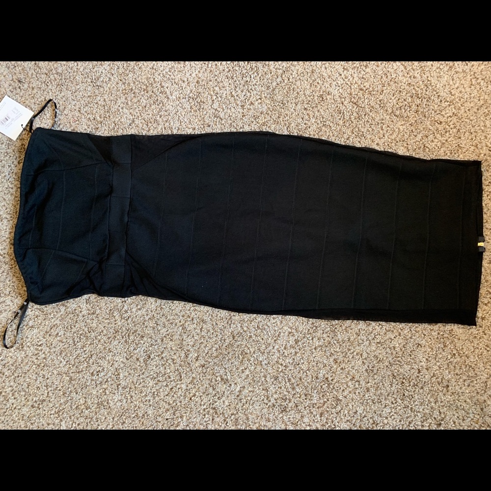 Black misguided midi bandeau dress